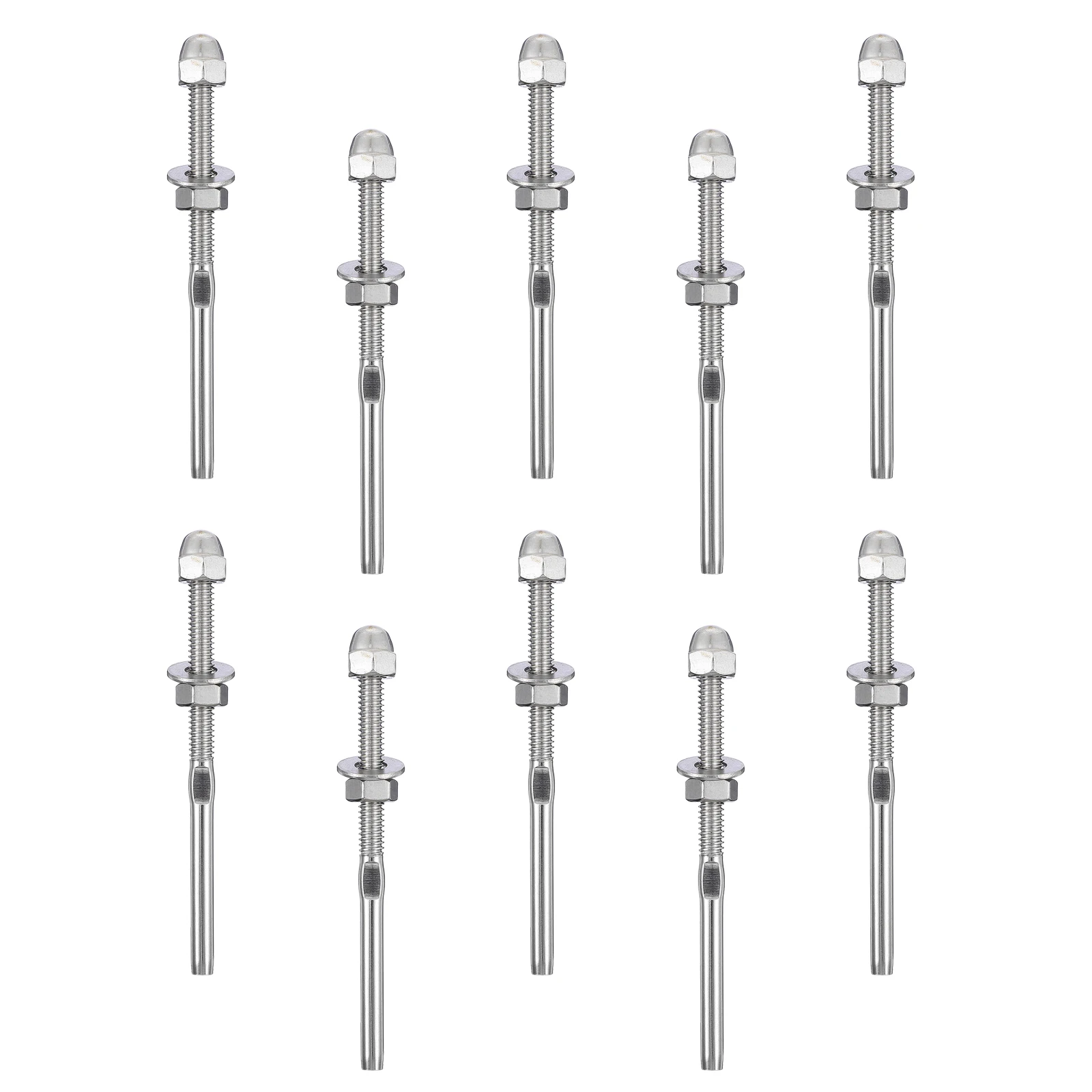 

10 Pcs Fitting Terminals Wire Rope Cable Tensioner Stainless Steel Railing Silver Stair Deck Bracket Durable Anti Rust