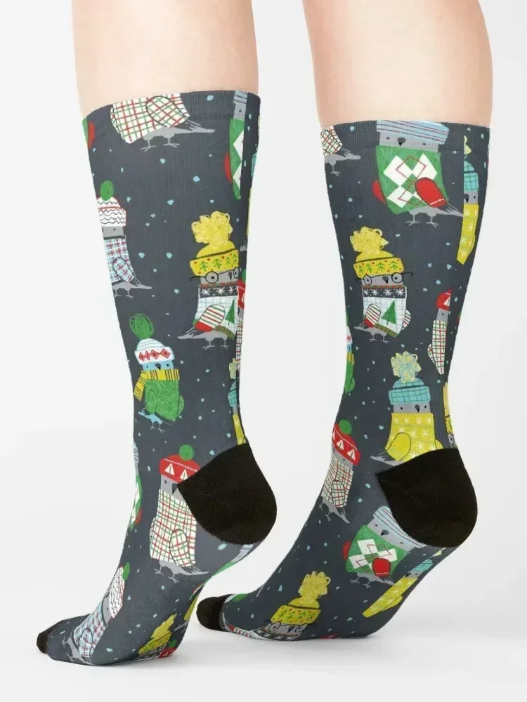 Christmas Pigeons - Dark background Socks basketball Wholesale Stockings man hip hop Socks Female Men's