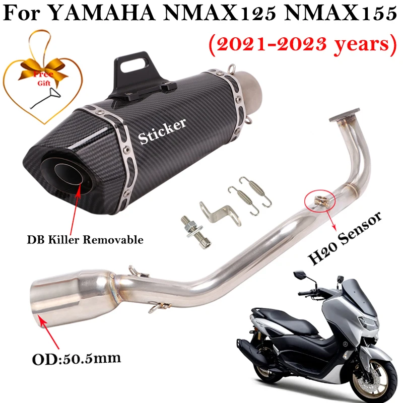 

Full System Slip On For Yamaha NMAX 125 155 NMAX125 NMAX155 2021 - 2023 Motorcycle Exhaust Escape Front Middle Link Pipe Muffler