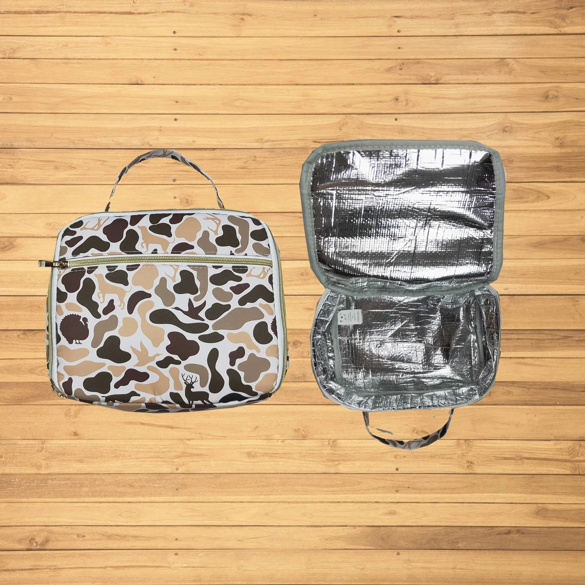 

Wholesale Summer hot sale kindergarten Green Deer Western Camo Print Zipper Lunch Bags outdoor portable children's schoolbag