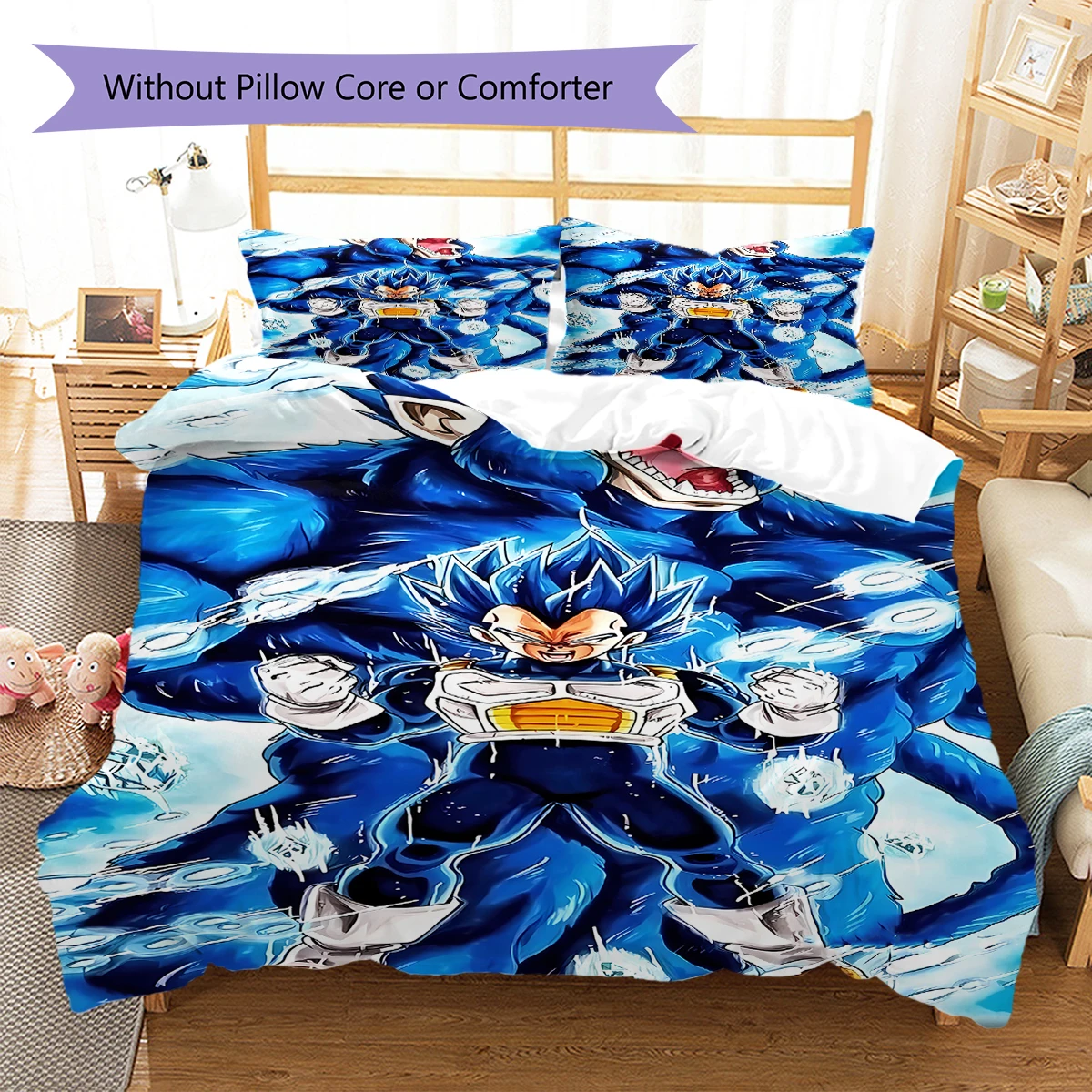 Dragon Ball Z 3pcs Bedding Set, Duvet Cover with 2 Pillowcases, Digital Printed, No Insert, Gift -HYQ11