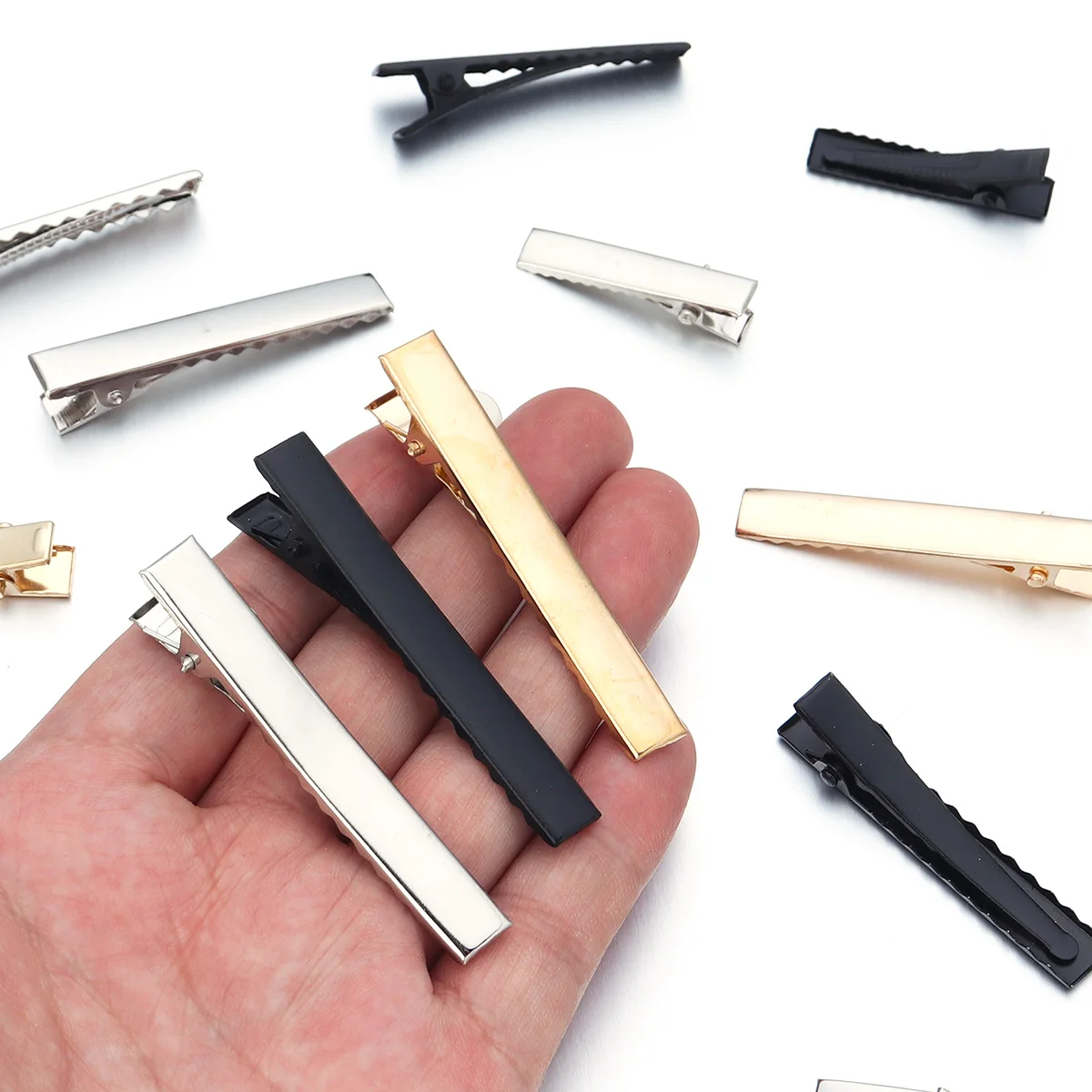 

20-50pcs/lot 2-9.8cm Single Prong Alligator Hair Clips Duckbill Hair Clip For Jewelry Making Hairpins Base Makeup Clips Hairpin