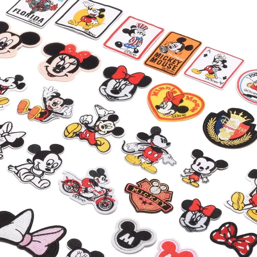 

39Pcs Cartoon Mickey Mouse Patches Minnie DIY Apparel Iron on Embroidered Patches for Sew Decor child Clothes Jeans Applique