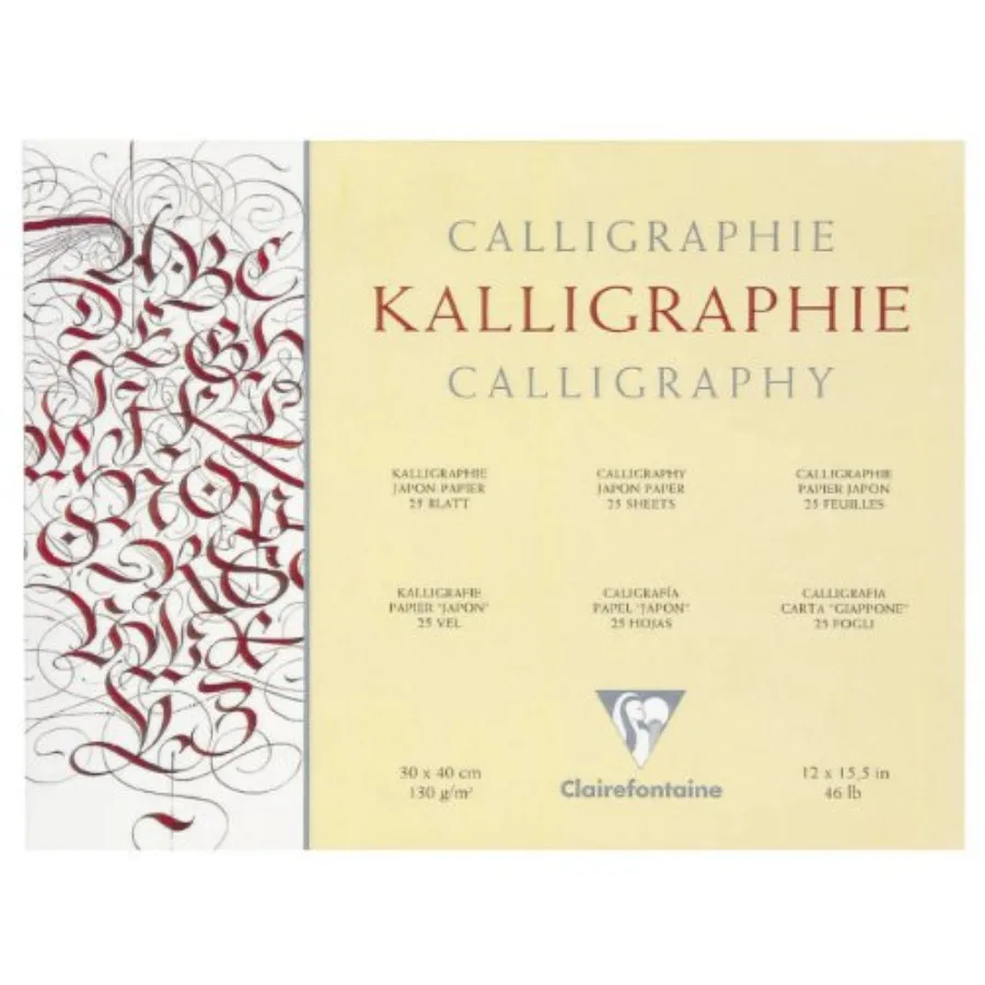 

- Ref 96439C - Calligraphy Pad 25 Sheets - 24 x 30cm 130gsm Simili Japon Paper Cream Coloured Glued Head - Suitable for Reed an