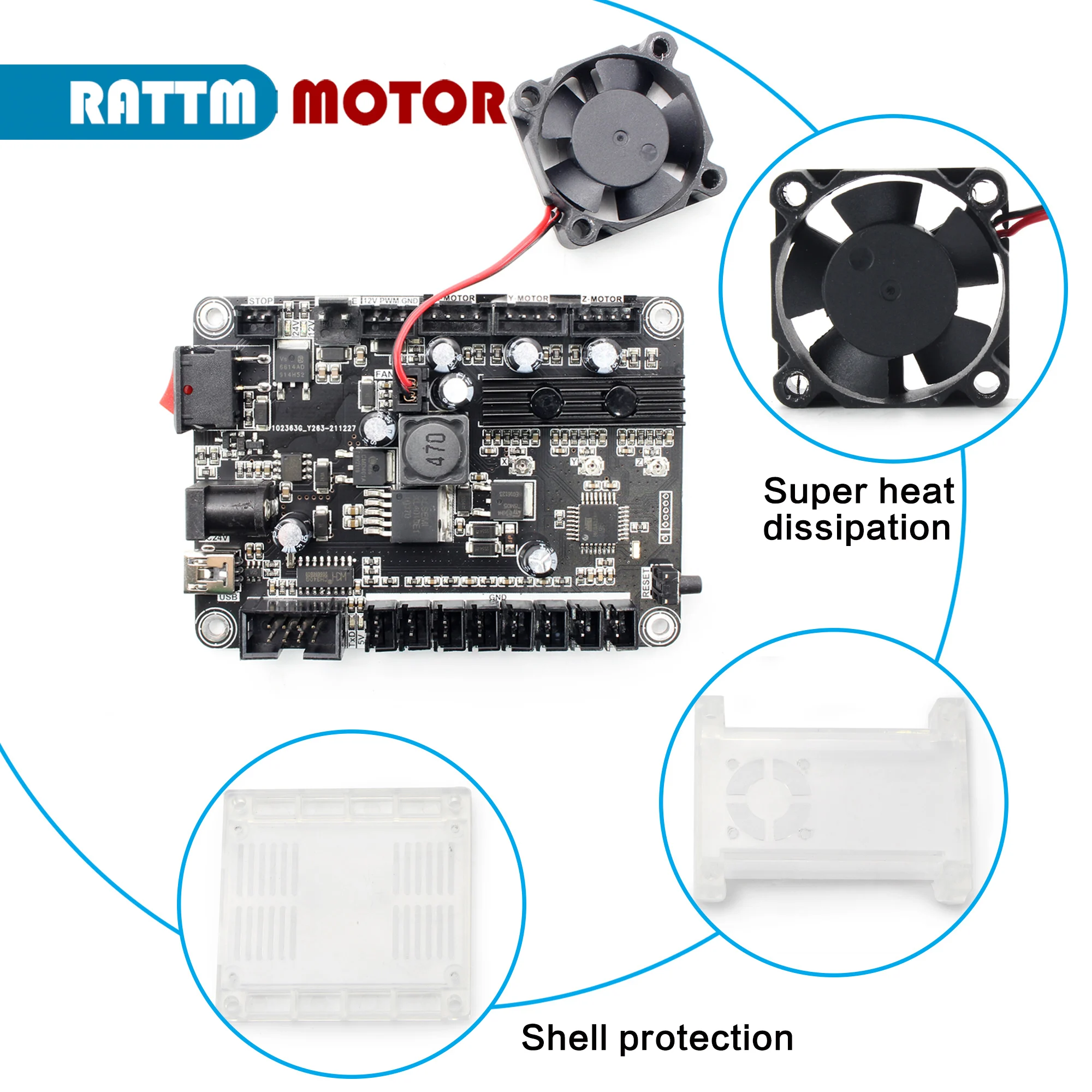 【2022 New】USB GRBL 1.1F CNC controller Card board 3 axis support laser + Limit switch + E-Stop For 1610 3018 etc.