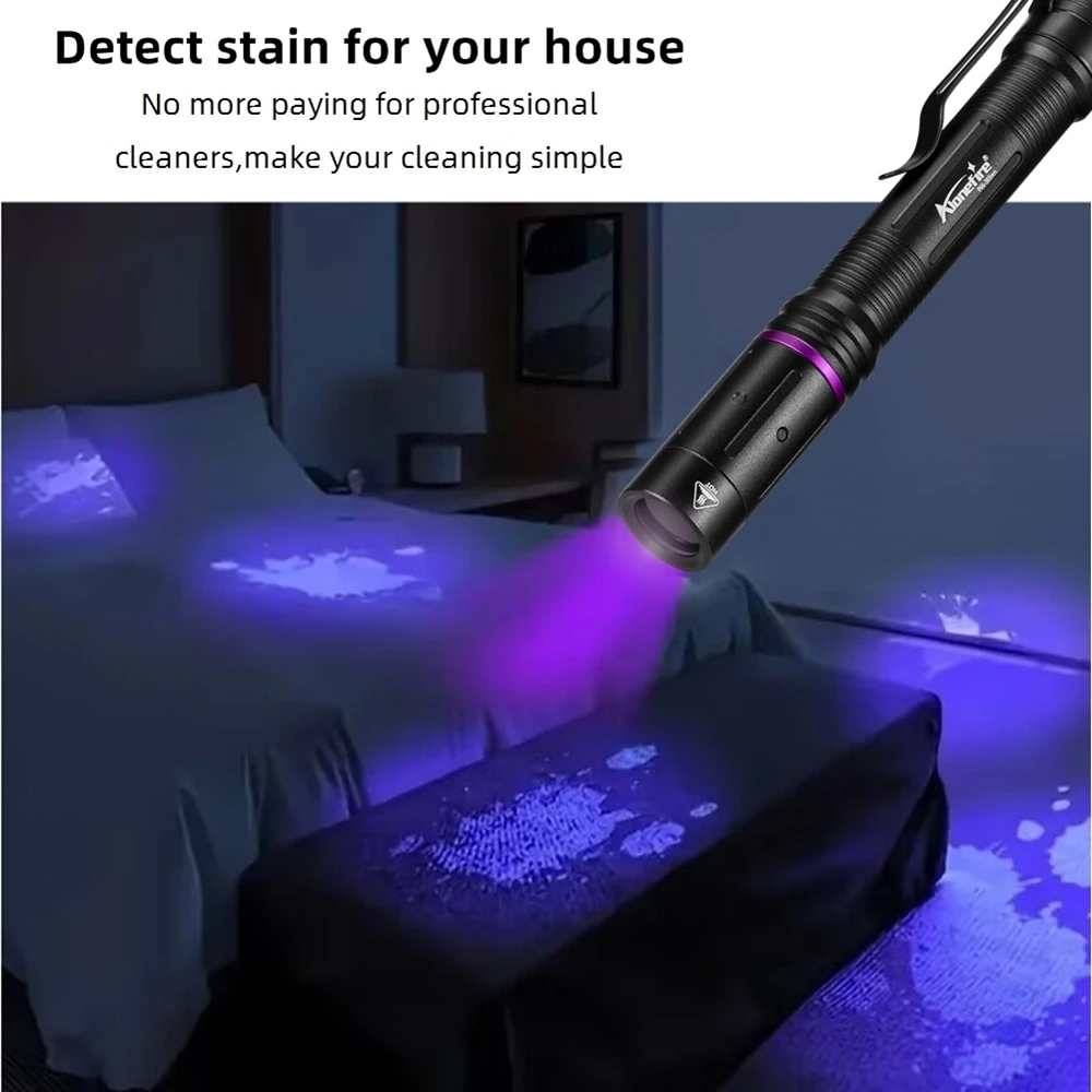 Mini UV Pen Light LED Flashlight 365nm/395nm Invisible Marker Blacklight Torch Cat Pet Tinea Stain Marker Money Detection Lamp