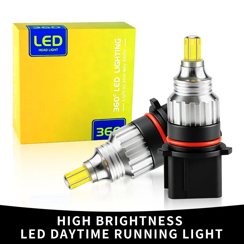 2PCS P13W 12277 PSX26W 360° Auto Car LED Light Headlight Bulbs H16(EU) 5202 PS19W PS24W PSX24W 12V 6500K Parking Lamp Daylight