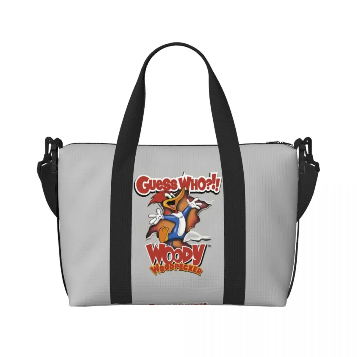 

Custom Anime Woody Woodpecker Tote Bag for Women Large Capacity Cartoon Cute Gym Beach Travel Bags