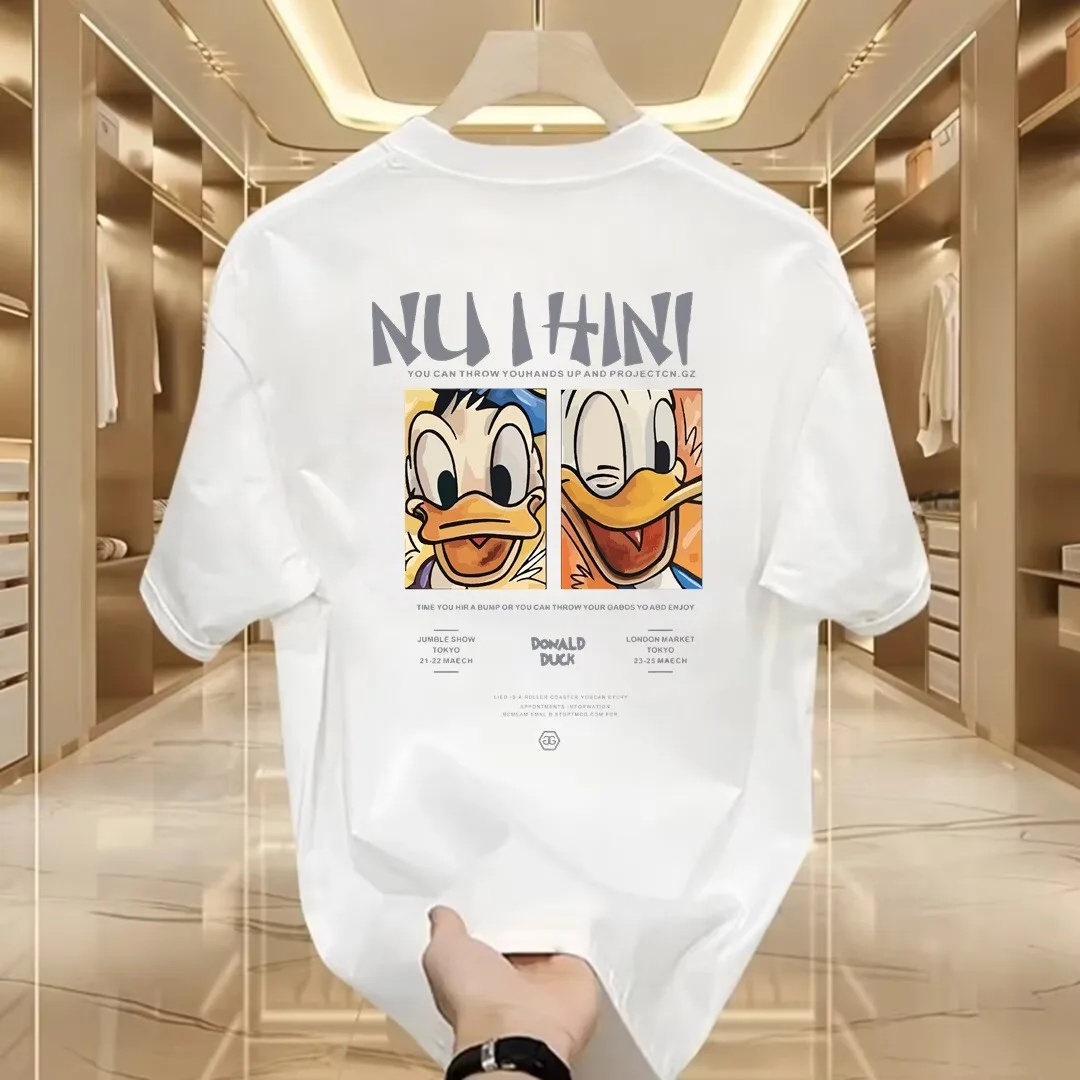 

Summer men's short-sleeve T-shirt, Hong Kong style Donald Duck short-sleeve pure cotton men's undershirt top