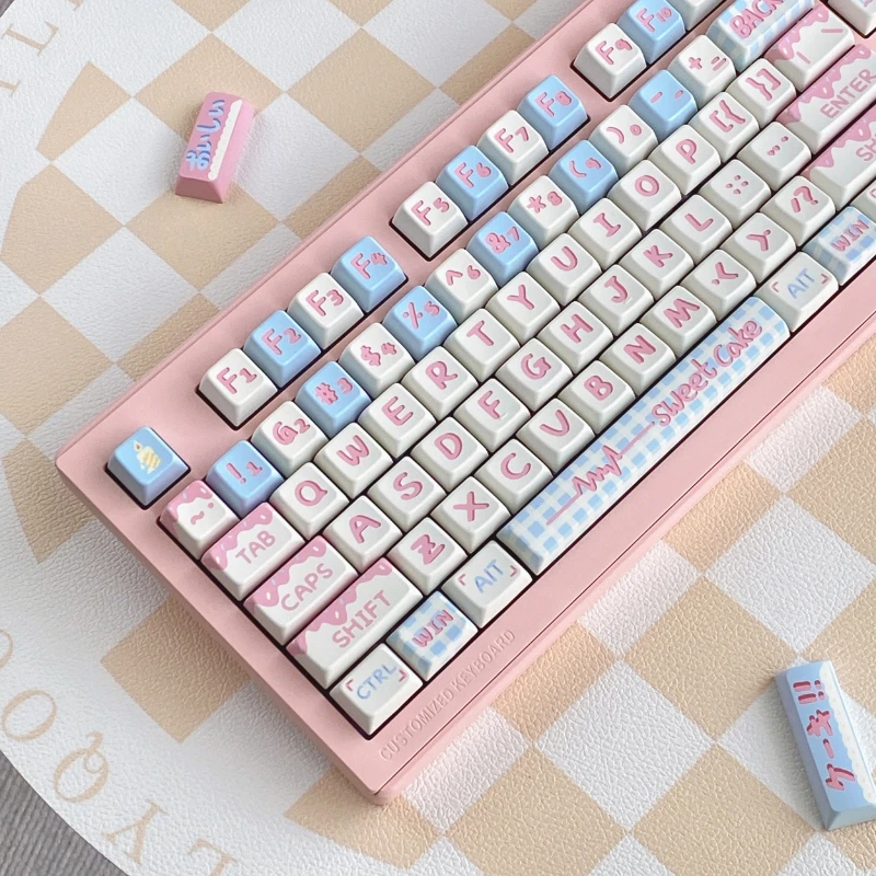 Juego de teclas con tema de pastel pintado a mano, sublimación de tinte PBT SO(MOA)/perfil Cherry, compatible con teclas 61%-108% para teclado mecánico Gigt