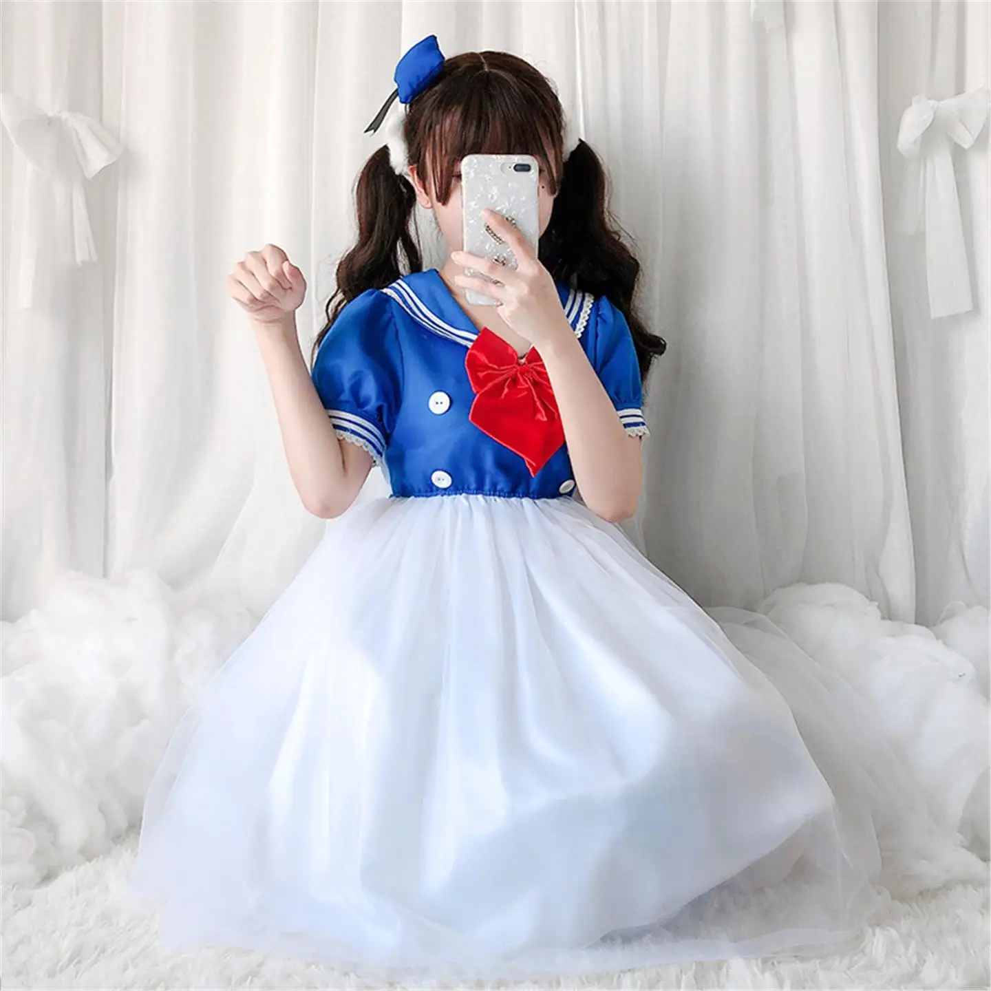 Disfraz de Halloween actuación para adultos Dr dibujos animados Animal cuello azul marino Par evento Du traje de actuación vestido de noche para mujer