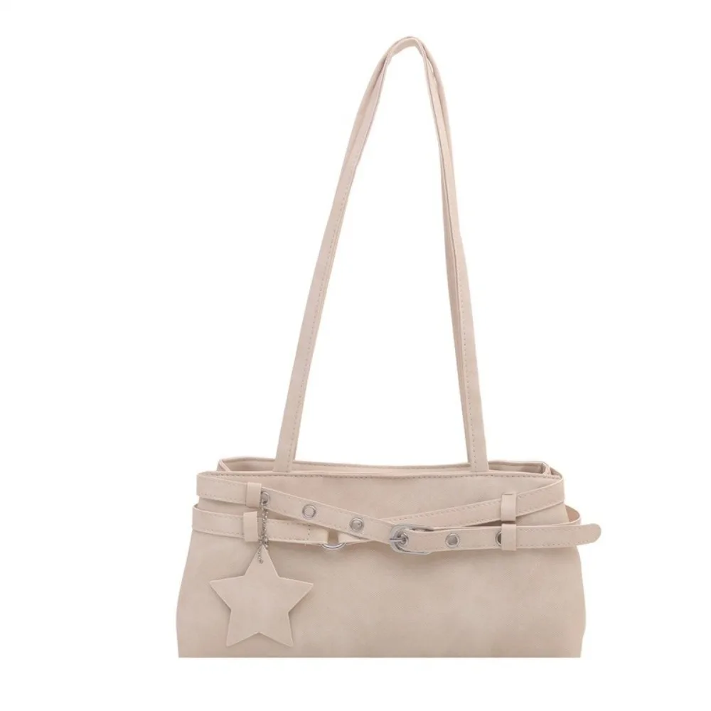 Cute Tie-Dye Y2K Shoulder Bag With Metal Buckle Belt Star Pendant Women Handbag PU Leather Large Capacity Underarm Bag Daily