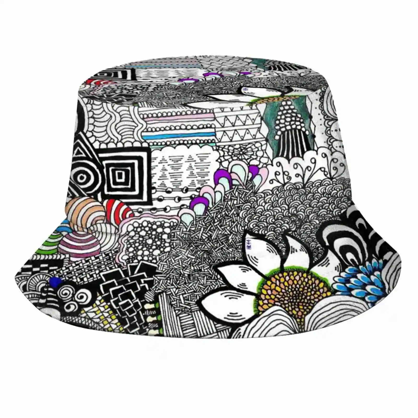 Zentangle 1 Sun Cap Fisherman Hat Bucket Hats Zentangleart Zendoodle Traditional Ink Pen Zenart Flowers Colour Red Color Blue