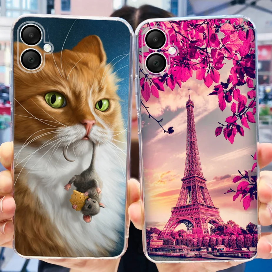 For Samsung Galaxy A06 Case SM-A065F Cute Cat Butterfly Painted Cover Soft Silicone Phone Case For Samsung A06 A 06 A065F Fundas