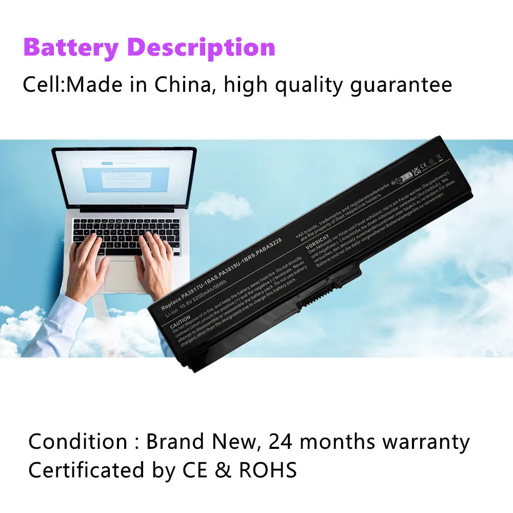 6 Cells PA3817U-1BAS PA3817U-1BRS Laptop Battery For Toshiba Satellite L755 L735-13W L755-S5253 L770D L775 L750D L740