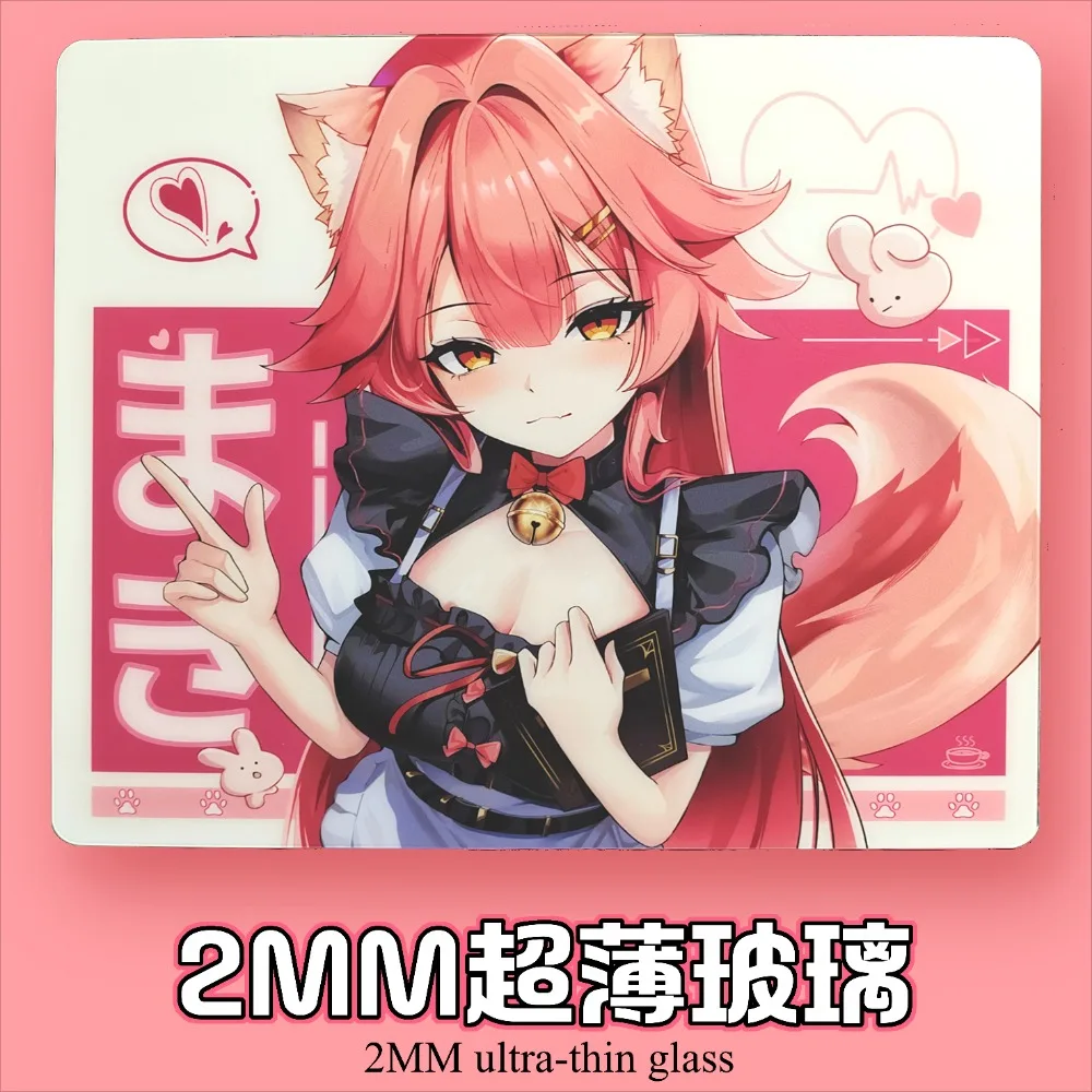 MAKI Glass Mouse Pad 2 มม.ไม่เคลือบผิว Esports FPS GAMING Smooth Mouse Pad 490x420 มม.อุปกรณ์สํานักงาน GAMING Mats ของขวัญ