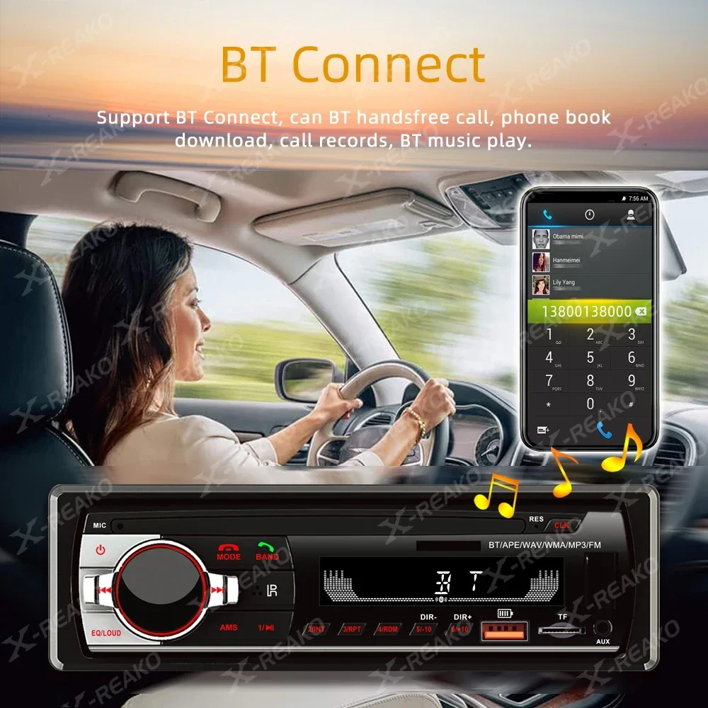 X-REAKO MP3 1Din Universal Car Radio Car Multimedia Music Player Bluetooth FM AUX USB TF