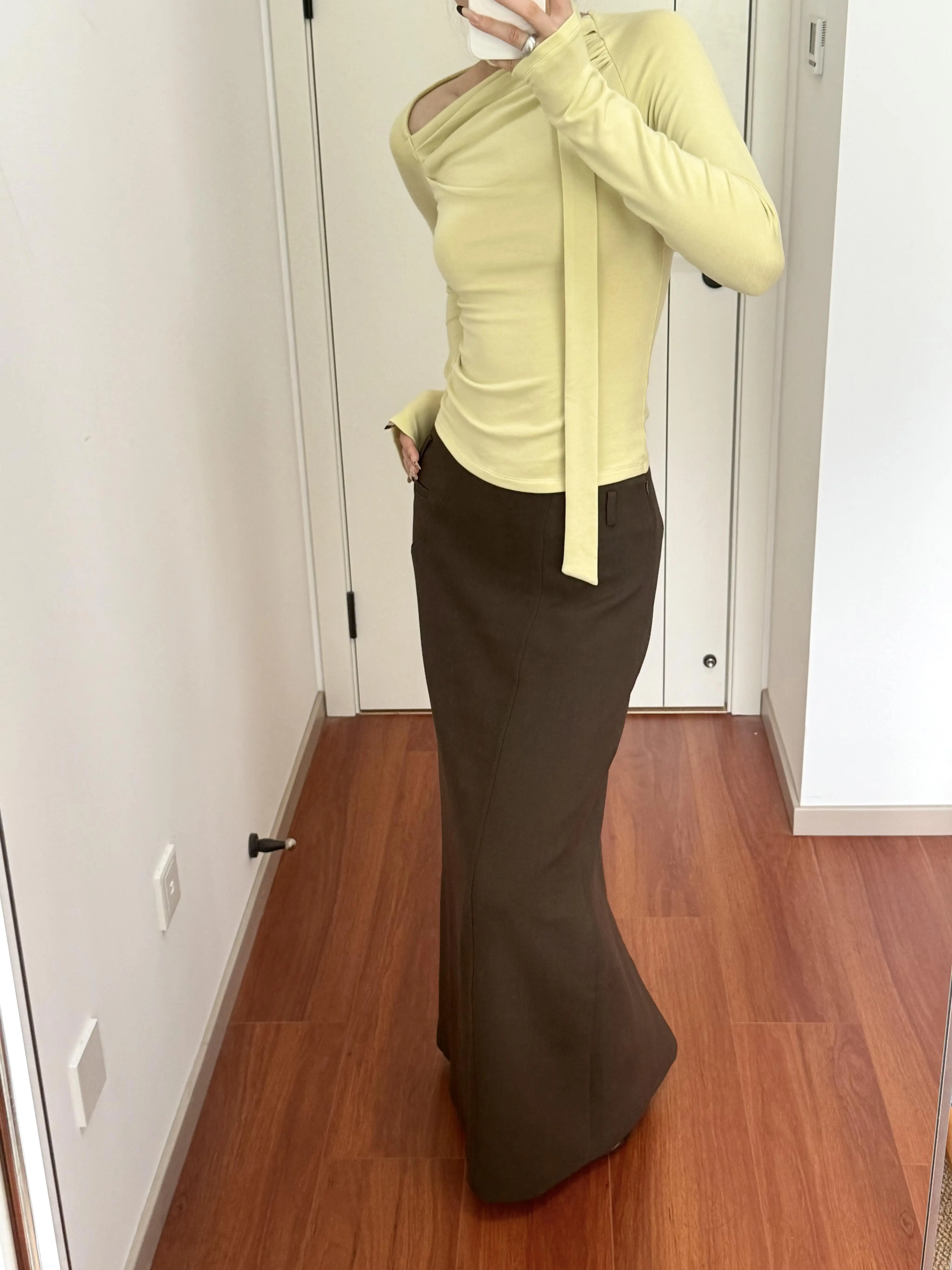 Retro American Design High Waist Straight Cut Half Skirt Women's Spring Autumn New Style Long Skirts Polyester Fiber Zipper C...