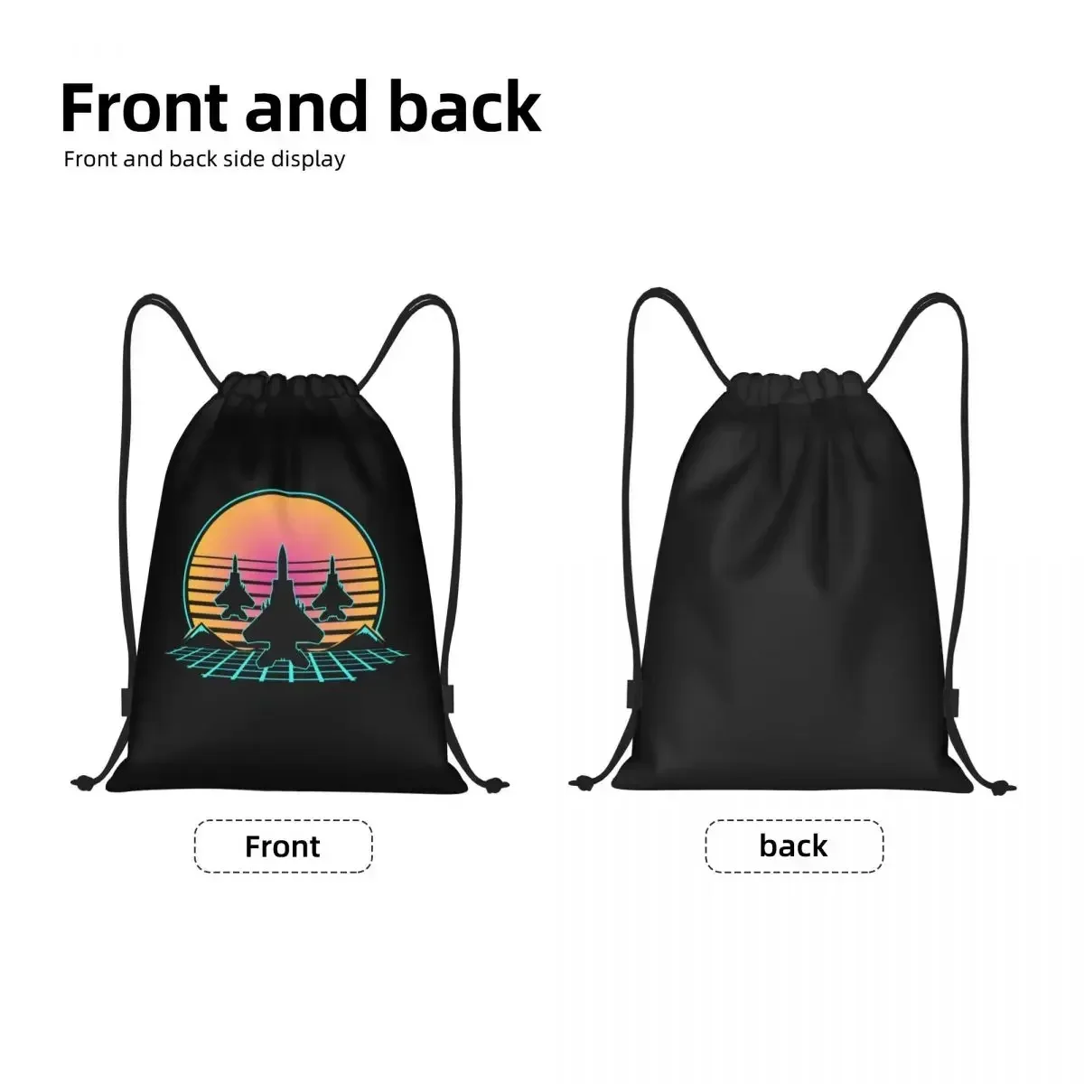 Custom Bag Retro Airforce Fighter Jet Drawstring Bag Women Men Lightweight Pilot Airplane Sports Gym Storage Backpack