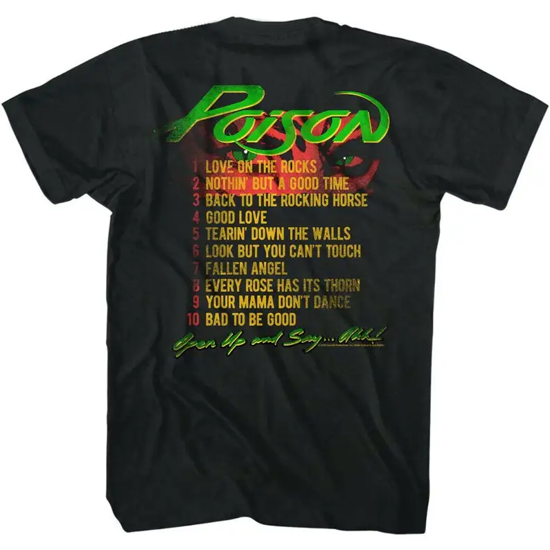 Poison T Shirt Open Up and Say Ahh Album Track list Metal Band Tees