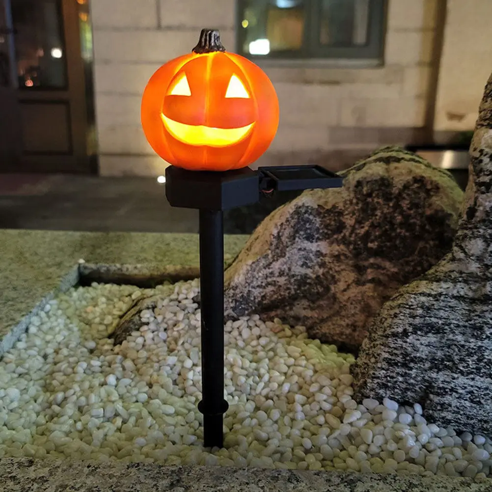 ソーラーハロウィンパンプキンライト屋外装飾ガーデン景観ランプ樹脂製ledソーラーヤードライト通路中庭用