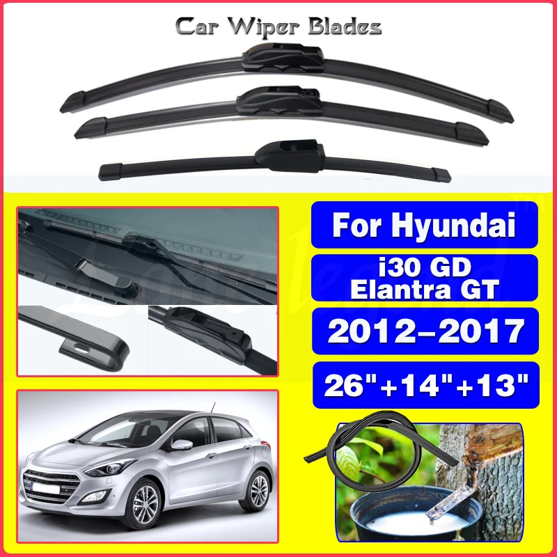 

Wiper Front & Rear Wiper Blades Set For Hyundai i30 GD Elantra GT 2012 2013 2014 2015 2016 2017 Windshield 26"14"13"