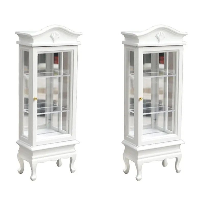 

T84C-2X 1/12 Dollhouse Miniature Furniture Cabinet Wooden Single Door Bookcase Showcase For Dollhouse Kitchen Dining