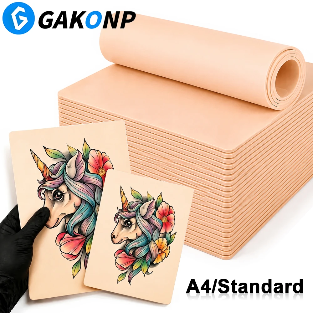 A4/Standard Size Tattoo Practice Skin 3/1mm Silicone Fake Skin Double-Sided Synthetic Leather for Tattoo Beginners Training Skin