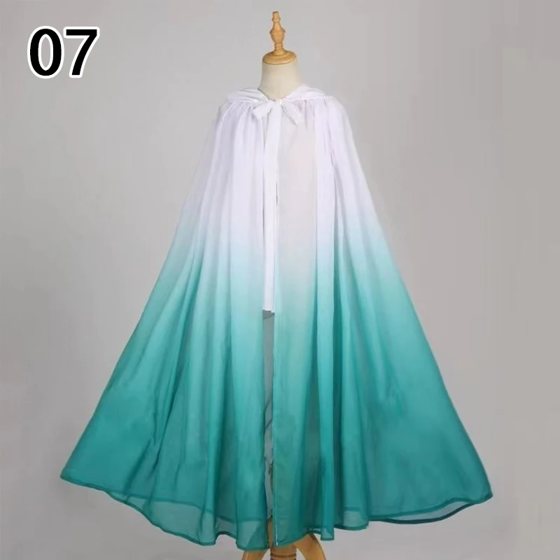 Chinese Traditional Hanfu Cloak Gradient Color Chiffon Martial Art Hanfu Travel Photo Shawl Hooded Cape Carnival Cosplay Costume