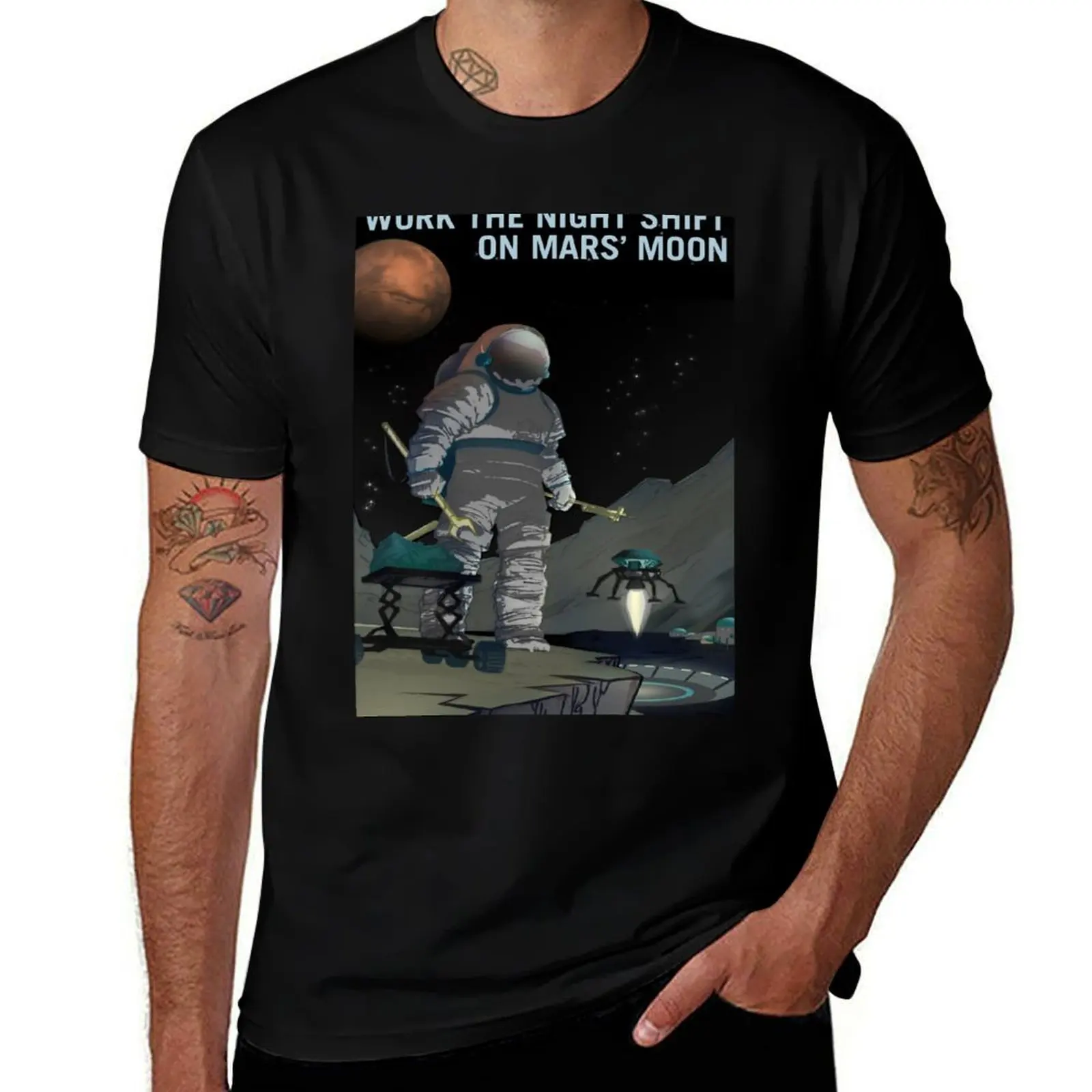 Night Shift Workers Wanted On Mars! T-Shirt Anti-Fade Casual Tee Shirt T-Shirt
