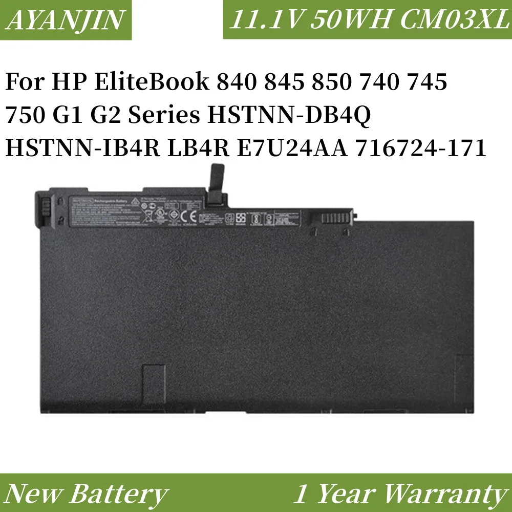 11.1V 50WH CM03XL Battery for HP EliteBook 840 845 850 740 745 750 G1 G2 Series HSTNN-DB4Q HSTNN-IB4R LB4R E7U24AA 716724-171