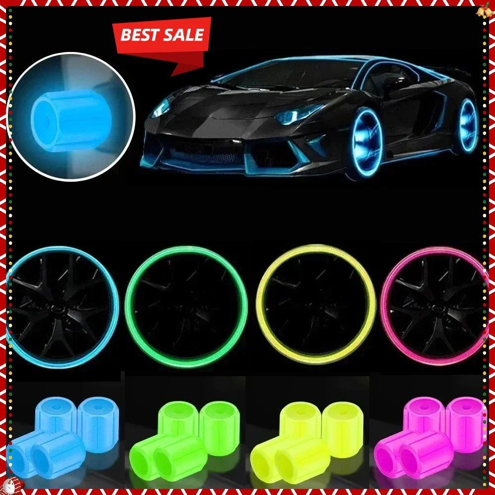 ベストセラー 光る蛍光タイヤバルブキャップ – 車、バイク、オートバイ用の夜間装飾、ホイールノズルタイヤキャップアクセサリー