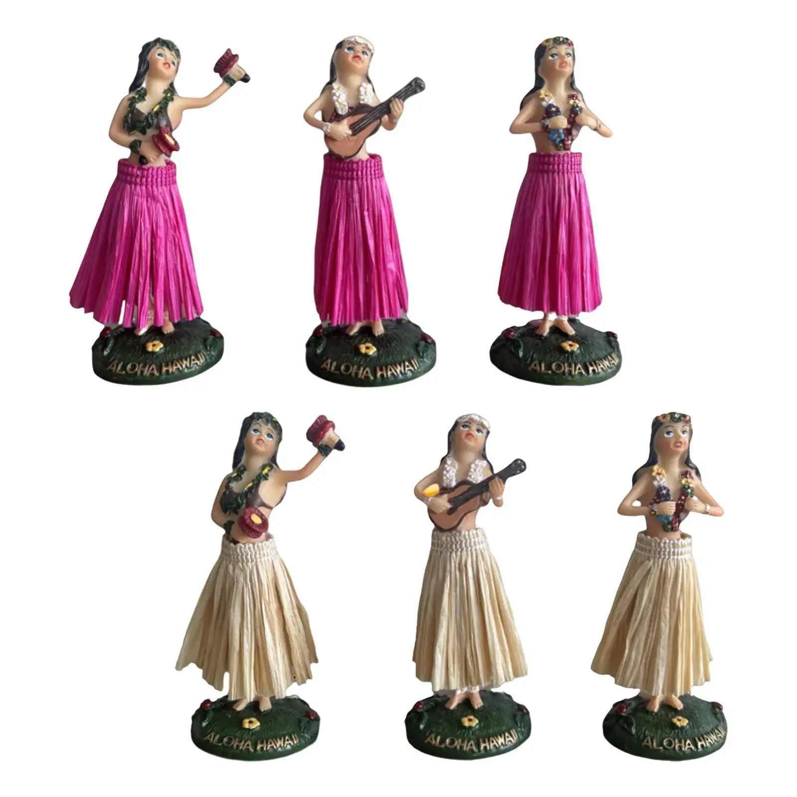 Hula Girl Statue Home Decor Decorative Ideal Gift Resin Figurine with Base for Car Interior Living Room Study Bedroom Bookshelf