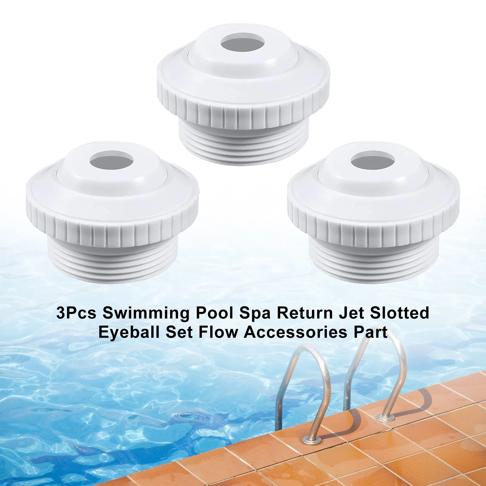 Artudatech 3Pcs Swimming Pool Spa Return Jet Slotted Eyeball Set Flow Accessories Part