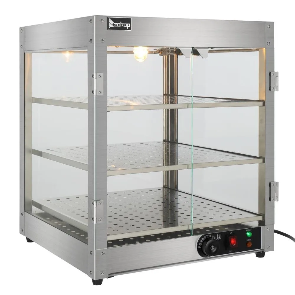 Gabinete de servicio de vitrina de calentador de pizza de comida de calor comercial eléctrico de 3 niveles