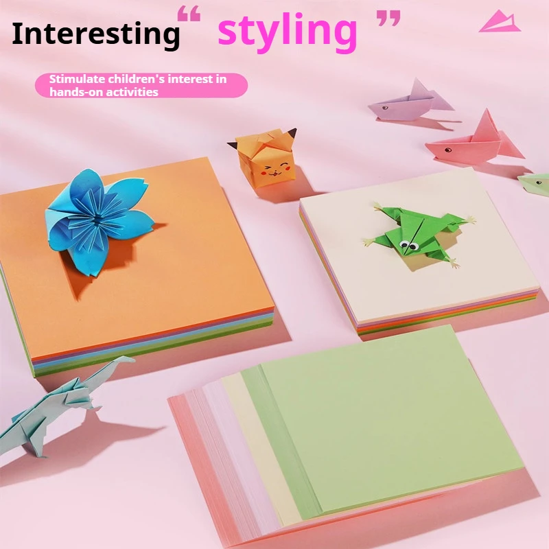 100/200/300pcs Square Origami Paper Double Sides Solid Color Folding Paper Multicolor Kids Handmade DIY Scrapbooking Craft Decor