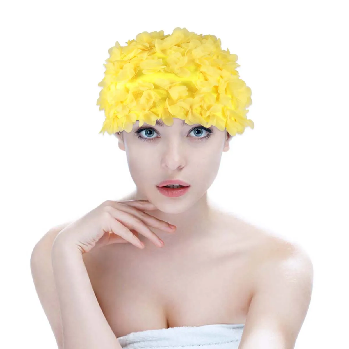 

Flower Swimming Cap Comfortable Hat Women Long Hair Emulsion Easy to Take off Flowery Caps Petal Eco-friendly
