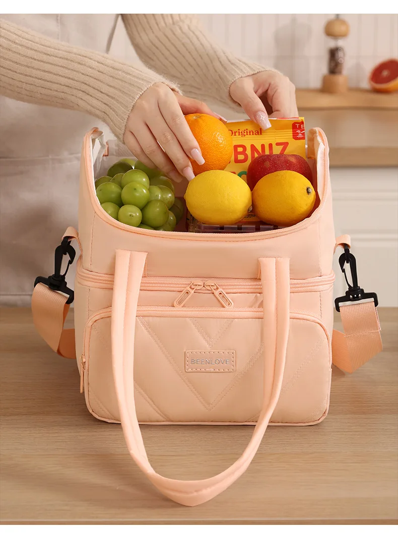 Personalized Logo Insulated Lunch Bag Multi Layer Large Capacity Leakproof Stain Resistant Tote for Work School Camping Picnics