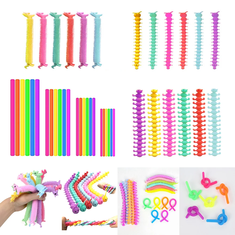 6/12/24pcs Elastic String Stretchy Bracelet Cute Unicorn TPR Rope Sensory Toys Stress Relief for Kids Birthday Party Favors Gift