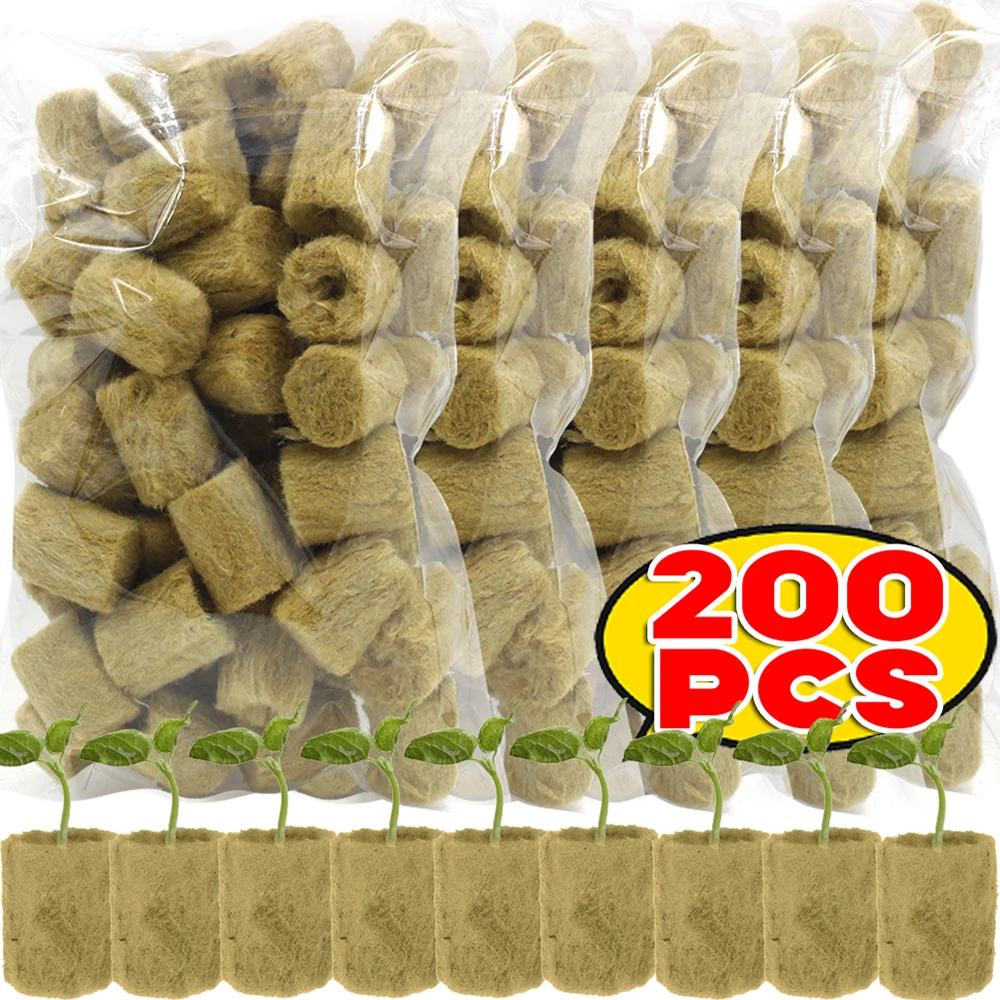 10/200Pcs Garden Seedling Grow Plug Round Rock Wool Starter Plugs Planting Block Soilless Substrate Pots Hydroponics Cuttings