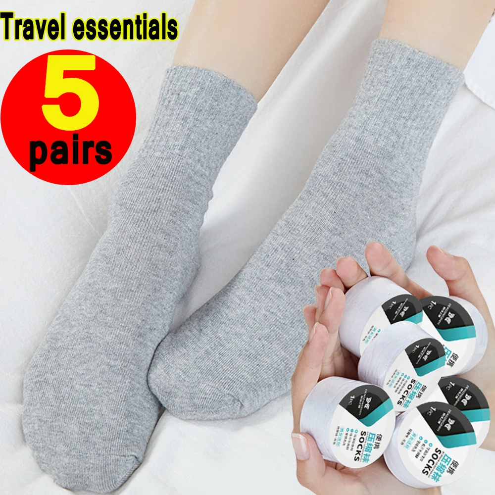 

5/1pairs Disposable Socks Outdoor Portable Compression Travel Sock One Time Thin Sweat Absorbing Cotton Sock Sport Men Women