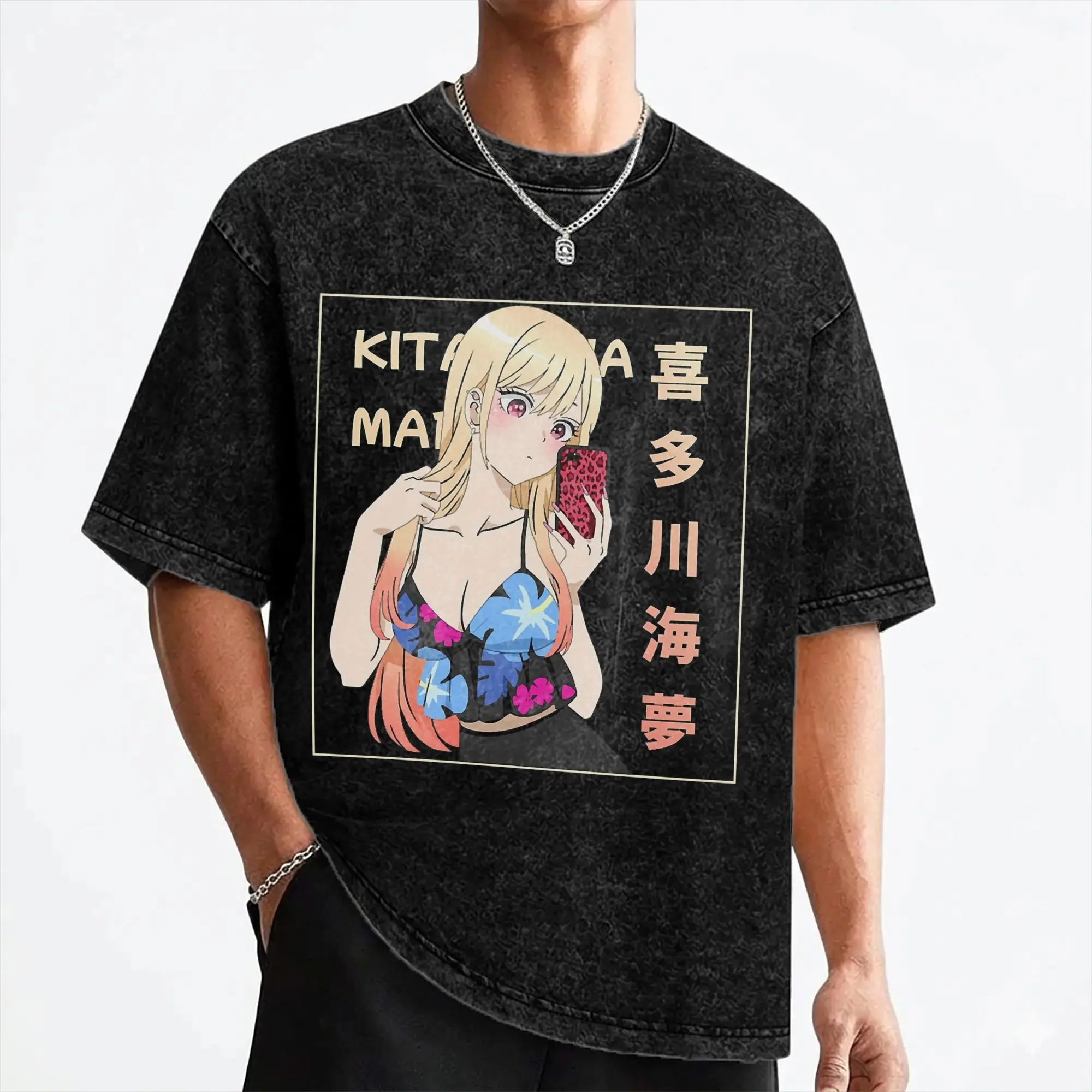 Marin Kitagawa Anime Washed T Shirts Streetwear Vintage T-Shirt Tees Men Women Short Sleeve Street Summer