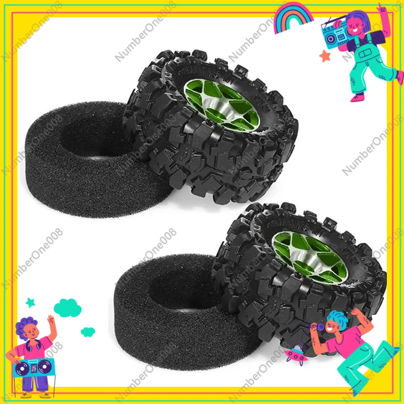Best 4Pcs 57Mm 1.0Inch Metal Beadlock Wheel Tire Set For 1/18 1/24 RC Crawler Car TRX4M SCX24 AX24 FCX24