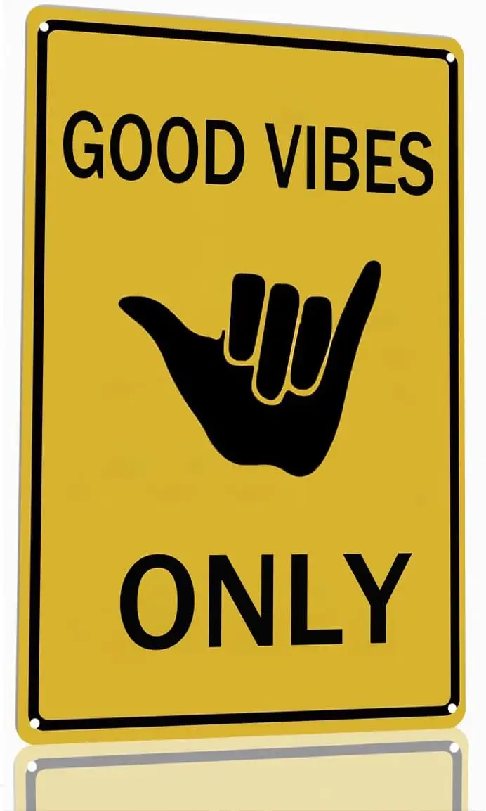 Good Vibes Only Sign Beach Room Decor Surfboard Wall Decor Pool Decor Surfer Dude Funny Tin Road Signs 8x12 Inch