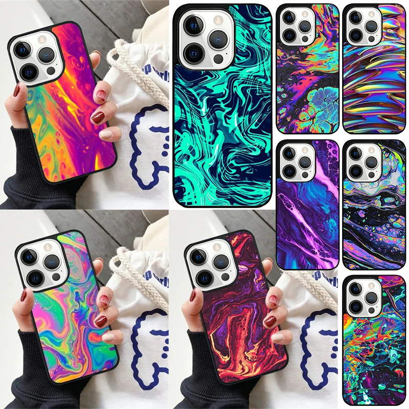 Psychedelic trippy Holographic Cover For iPhone 16 13 14 15 Pro Max 12 Mini 11 15 Pro Max 6 7 8 Plus Max SE 2020 Phone Case