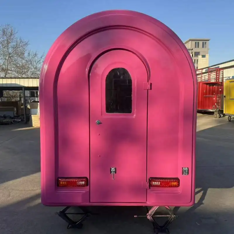 High Quality Round Bubble Tea Cart Mobile Coffee Trailer Fully Equipped With Sink And Worktable