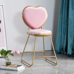 Personality modern simple net red makeup dressing table stool nail bedroom ins Nordic girl backrest princess heart chair WF1031