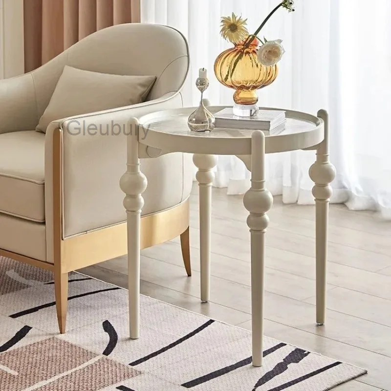 Luxury French Country Round Accent Side Table, Vintage End Table,Elegant Small Coffee Table for Living Room & Modern House Decor