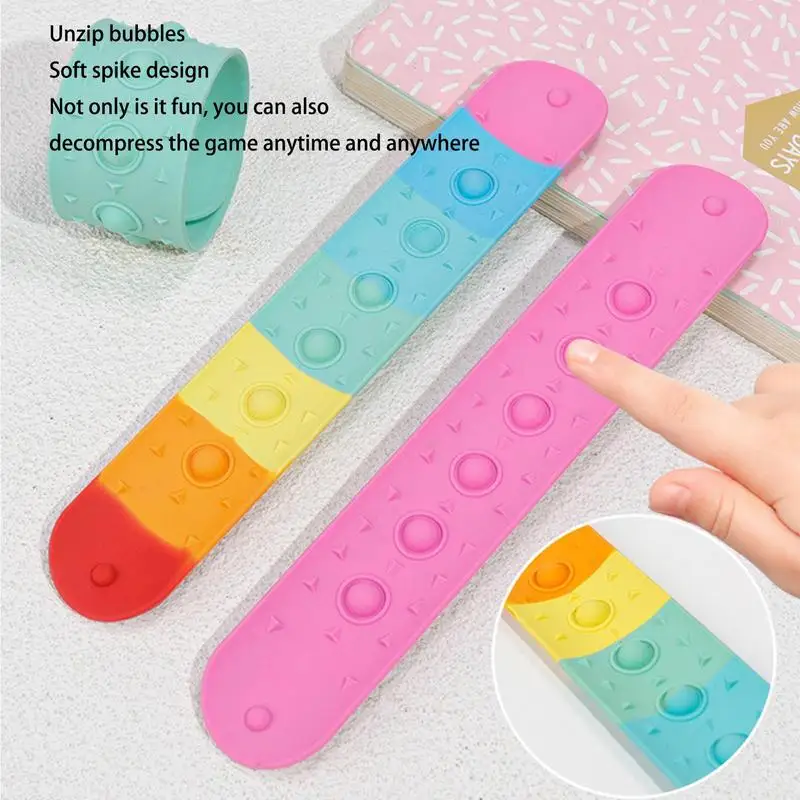 Slap Wrist Bracelets Silicone Fidget Bracelets Stress Relief Toys For Kids Girls Boys Fidget Toys For Classroom Prizes Stretchy