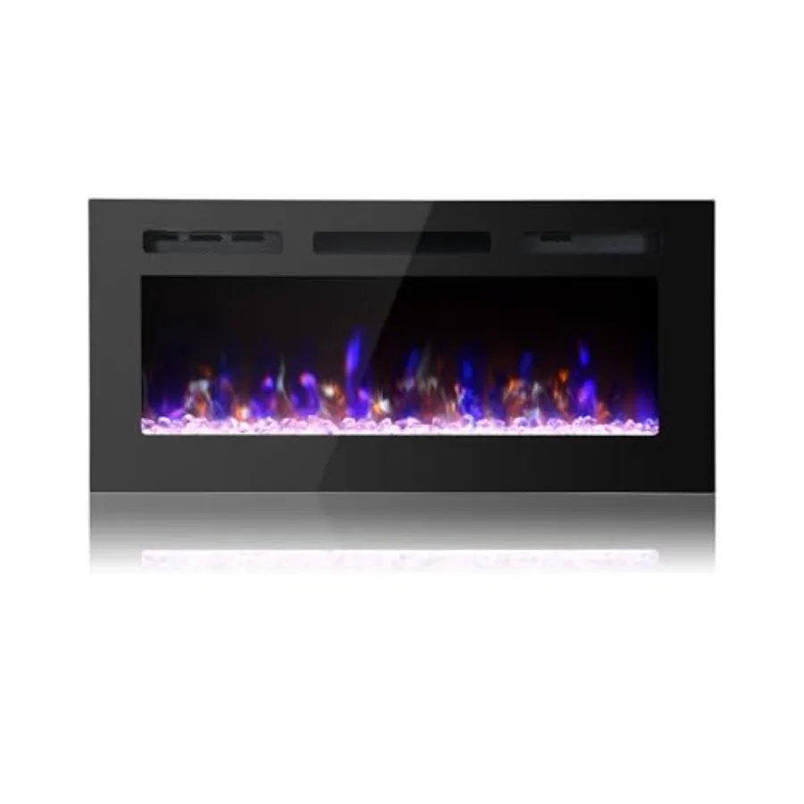 36 Inch Freestanding Electric Fireplace with 12 Flame Colors Adjustable Power and Temperature Settings Remote Control Operation